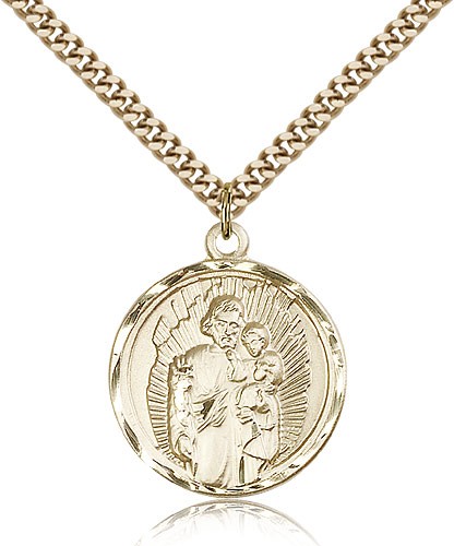 St. Joseph Medal, Gold Filled - 24" 2.4mm Gold Plated Endless Chain