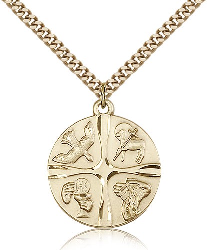 Christian Life Medal, Gold Filled - 24" 2.4mm Gold Plated Endless Chain