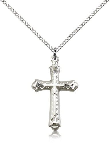 Cross Pendant, Sterling Silver - 18" 1.2mm Sterling Silver Chain + Clasp