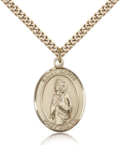 St. Alice Medal, Gold Filled, Large - 24" 2.4mm Gold Plated Chain + Clasp