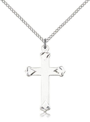 Cross Pendant, Sterling Silver - 18" 1.2mm Sterling Silver Chain + Clasp