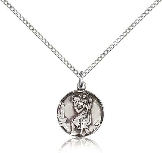 St. Christopher Medal, Sterling Silver - 18" 1.2mm Sterling Silver Chain + Clasp