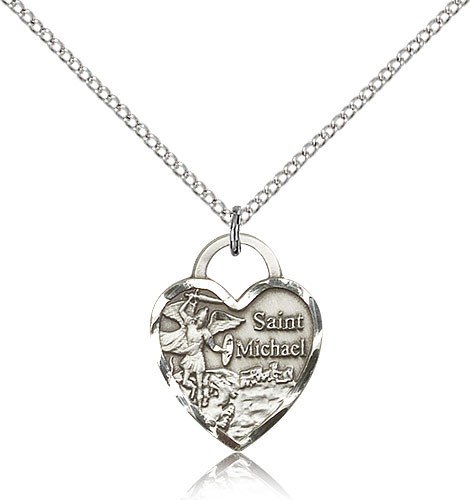 St. Michael the Archangel Medal, Sterling Silver - 18" 1.2mm Sterling Silver Chain + Clasp