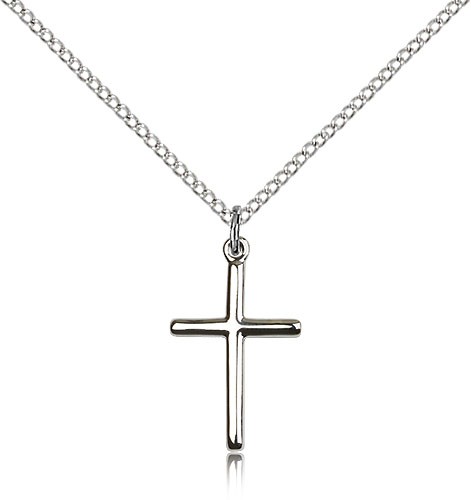 Cross Pendant, Sterling Silver - 18" 1.2mm Sterling Silver Chain + Clasp