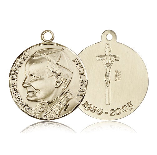 Pope John Paul II Medal, 14 Karat Gold - 14 KT Yellow Gold
