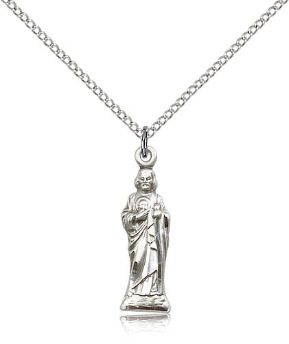 St. Jude Medal, Sterling Silver - 18" 1.2mm Sterling Silver Chain + Clasp