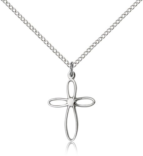 Loop Cross Pendant, Sterling Silver - 18" 1.2mm Sterling Silver Chain + Clasp