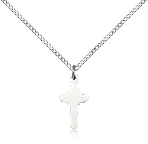 Cross Pendant, Sterling Silver - 18" 1.2mm Sterling Silver Chain + Clasp