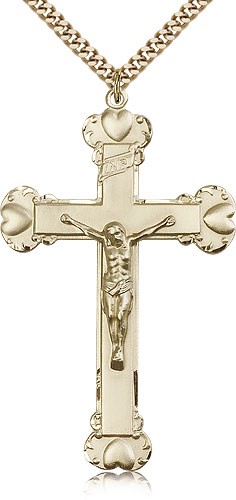 Crucifix Pendant, Gold Filled - 24" 2.4mm Gold Plated Endless Chain