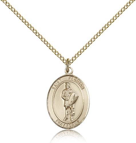 St. Florian Medal, Gold Filled, Medium - Gold-tone