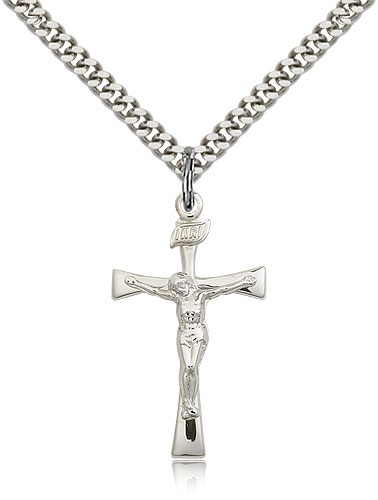 Maltese Crucifix Pendant, Sterling Silver - 24" 2.4mm Rhodium Plate Endless Chain