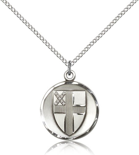 Episcopal Medal, Sterling Silver - 18" 1.2mm Sterling Silver Chain + Clasp