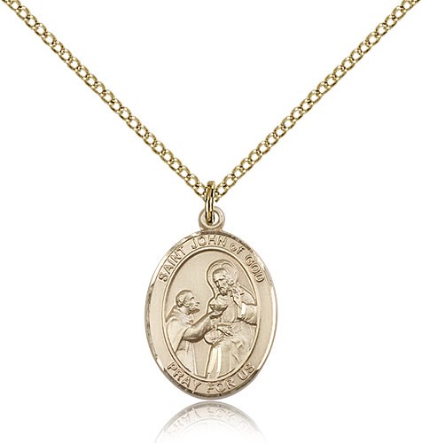 St. John of God Medal, Gold Filled, Medium - Gold-tone