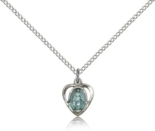 Miraculous Medal, Sterling Silver - 18" 1.2mm Sterling Silver Chain + Clasp