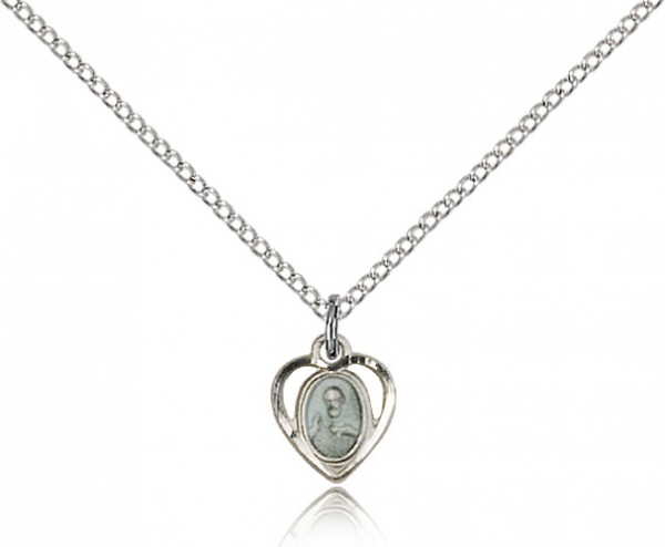 Scapular Medal, Sterling Silver - 18" 1.2mm Sterling Silver Chain + Clasp