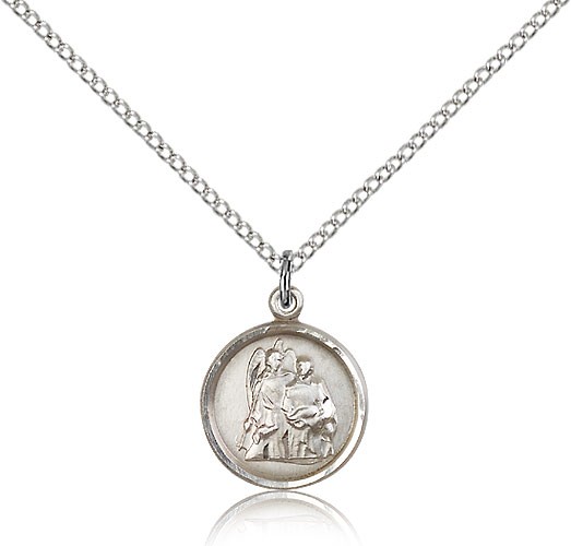 St. Raphael Medal, Sterling Silver - 18" 1.2mm Sterling Silver Chain + Clasp