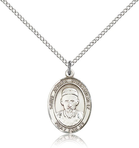 St. Joseph Freinademetz Medal, Sterling Silver, Medium - 18" 1.2mm Sterling Silver Chain + Clasp