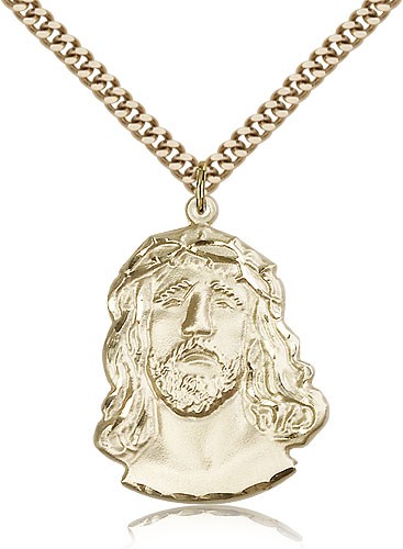 Ecce Homo Medal, Gold Filled - 24" 2.4mm Gold Plated Endless Chain