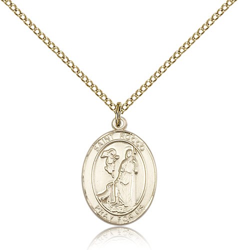 St. Rocco Medal, Gold Filled, Medium - Gold-tone