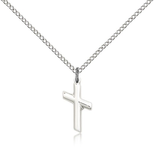 Cross Pendant, Sterling Silver - 18" 1.2mm Sterling Silver Chain + Clasp