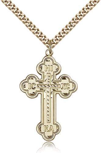 Cross Pendant, Gold Filled - 24" 2.4mm Gold Plated Endless Chain