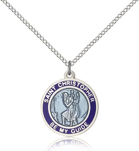St. Christopher Medal, Sterling Silver - 18" 1.2mm Sterling Silver Chain + Clasp