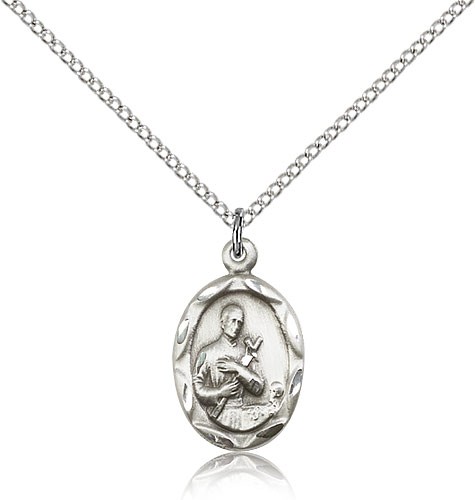 St. Gerard Medal, Sterling Silver - 18" 1.2mm Sterling Silver Chain + Clasp