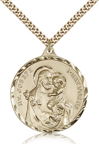 St. Joseph Medal, Gold Filled - 24" 2.4mm Gold Plated Endless Chain
