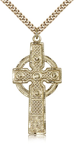 Cross Pendant, Gold Filled - 24" 2.4mm Gold Plated Endless Chain
