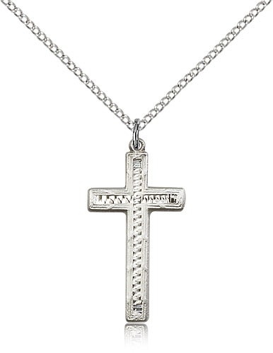 Cross Pendant, Sterling Silver - 18" 1.2mm Sterling Silver Chain + Clasp