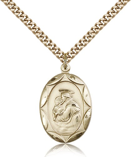 St. Anthony Medal, Gold Filled - 24" 2.4mm Gold Plated Endless Chain