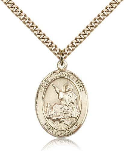 St. John Licci Medal, Gold Filled, Large - 24" 2.4mm Gold Plated Chain + Clasp