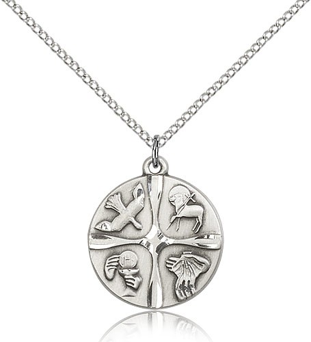 Christian Life Medal, Sterling Silver - 18" 1.2mm Sterling Silver Chain + Clasp