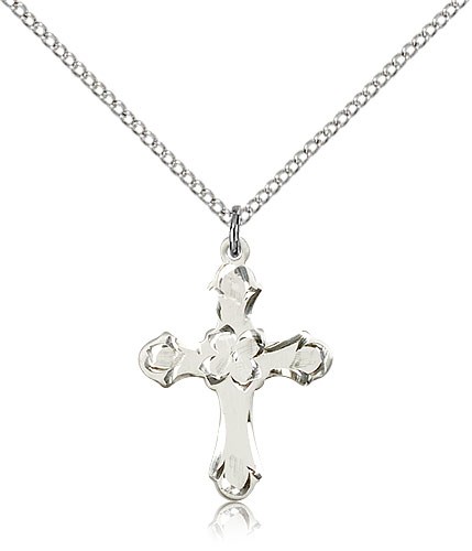Cross Pendant, Sterling Silver - 18" 1.2mm Sterling Silver Chain + Clasp