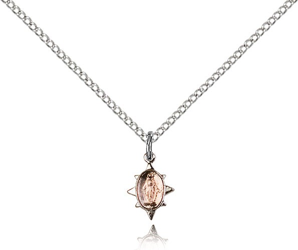 Miraculous Medal, Sterling Silver - 18" 1.2mm Sterling Silver Chain + Clasp