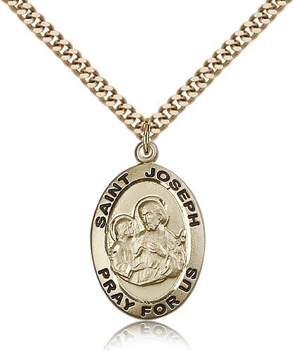 St. Joseph Medal, Gold Filled - 24" 2.4mm Gold Plated Endless Chain