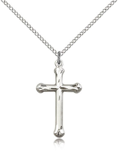 Cross Pendant, Sterling Silver - 18" 1.2mm Sterling Silver Chain + Clasp