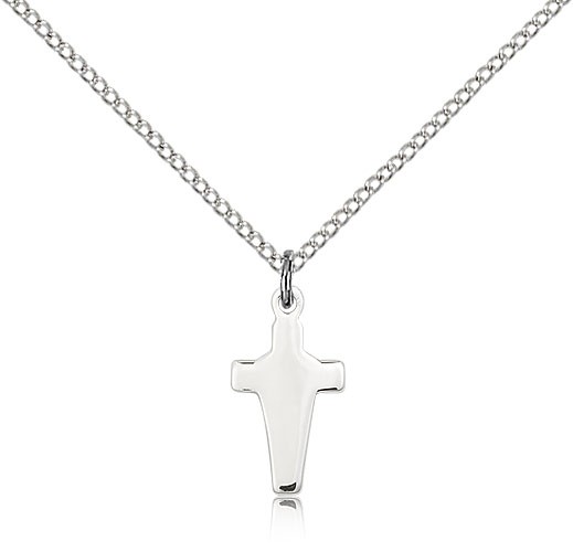 Cross Pendant, Sterling Silver - 18" 1.2mm Sterling Silver Chain + Clasp