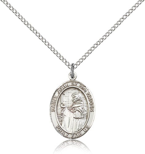 St. John of the Cross Medal, Sterling Silver, Medium - 18" 1.2mm Sterling Silver Chain + Clasp