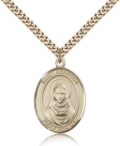 St. Rebecca Medal, Gold Filled, Large - 24" 2.4mm Gold Plated Chain + Clasp