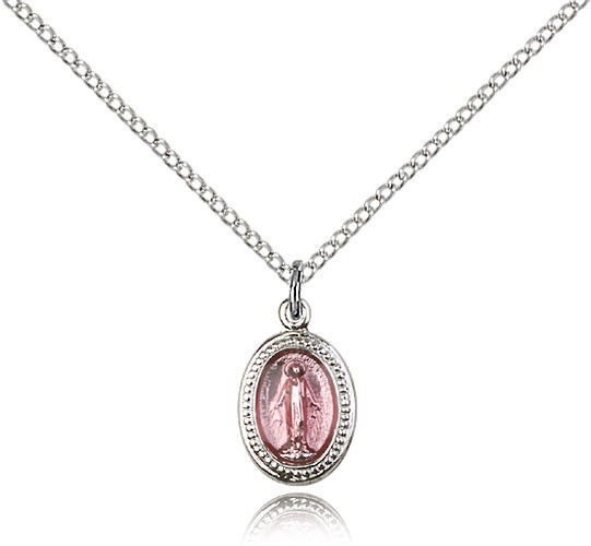 Miraculous Medal, Sterling Silver - 18" 1.2mm Sterling Silver Chain + Clasp