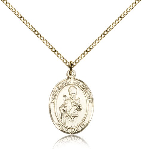 St. Simon Medal, Gold Filled, Medium - Gold-tone