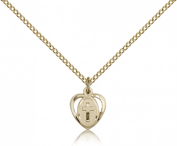 Heart Cross Pendant, Gold Filled - Gold-tone