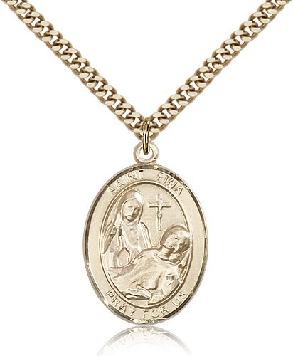 St. Fina Medal, Gold Filled, Large - 24" 2.4mm Gold Plated Chain + Clasp