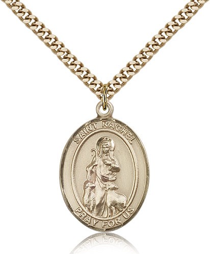 St. Rachel Medal, Gold Filled, Large - 24" 2.4mm Gold Plated Chain + Clasp