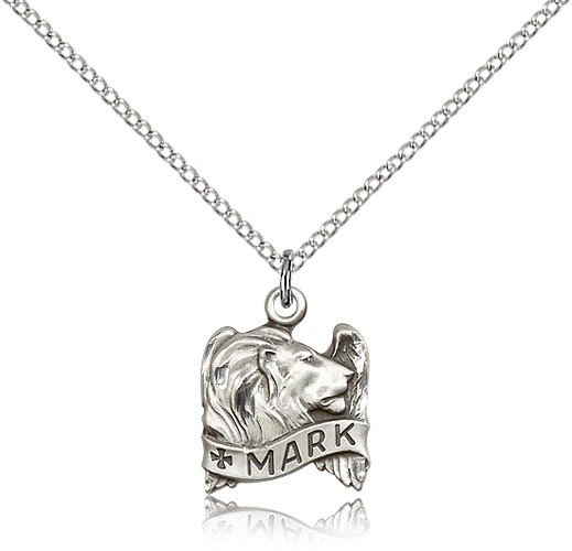 St. Mark Medal, Sterling Silver - 18" 1.2mm Sterling Silver Chain + Clasp