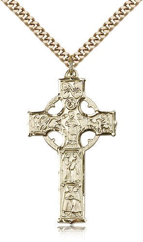 Celtic Cross Pendant, Gold Filled - 24" 2.4mm Gold Plated Endless Chain