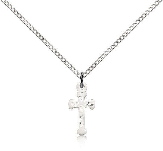Cross Pendant, Sterling Silver - 18" 1.2mm Sterling Silver Chain + Clasp