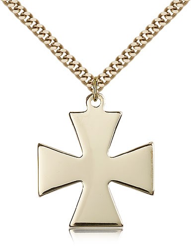 Surfer Cross Pendant, Gold Filled - 24" 2.4mm Gold Plated Endless Chain