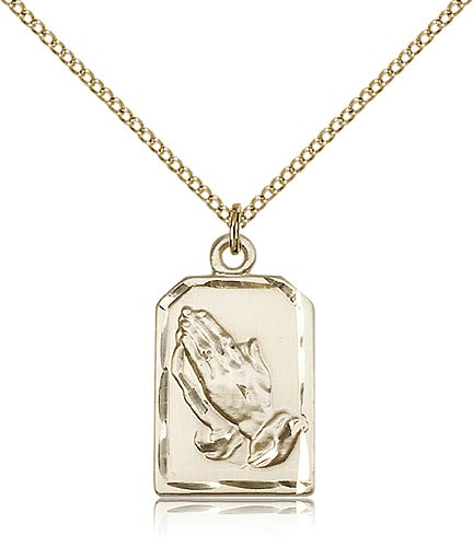 Praying Hands Medal, Gold Filled - Gold-tone